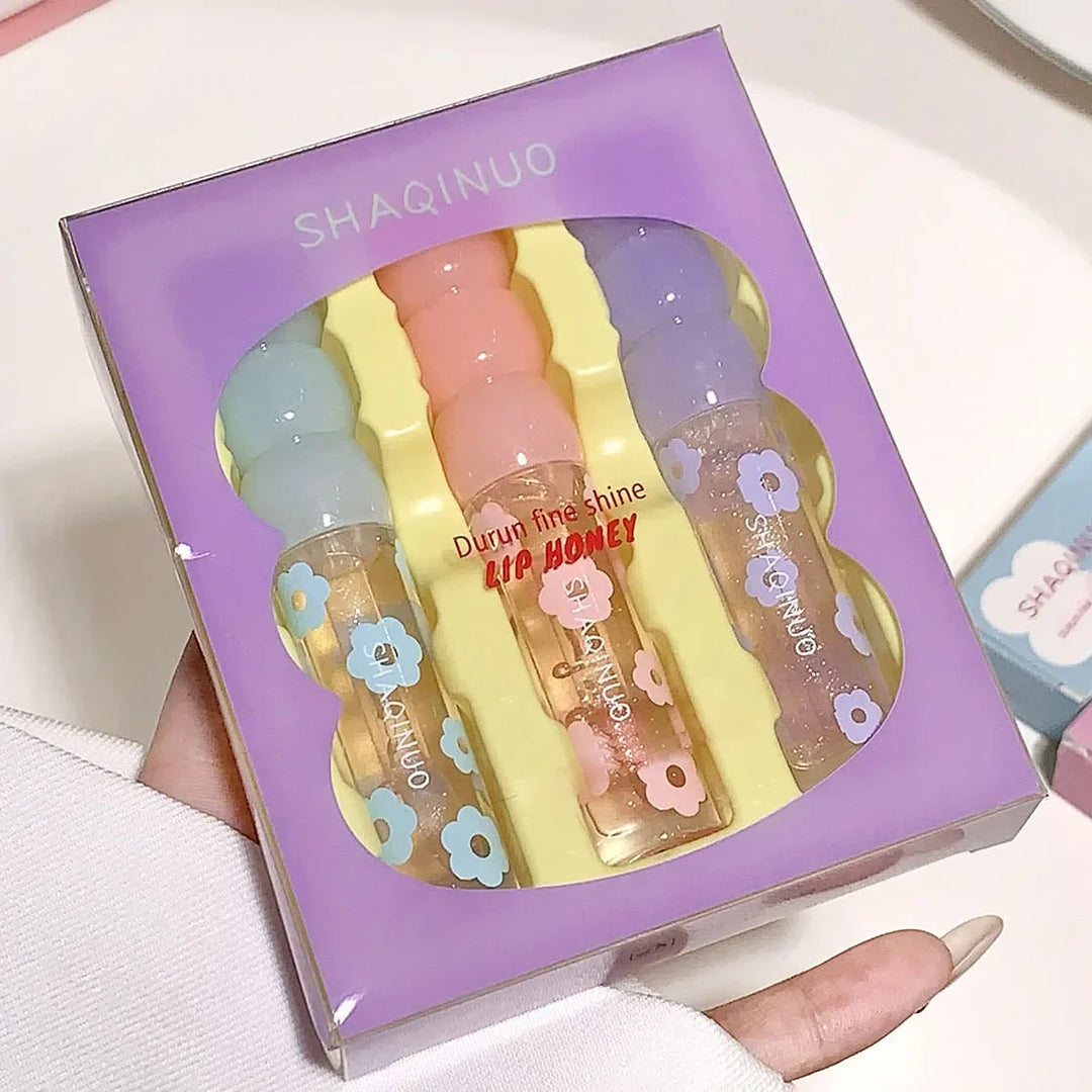 Fine Sparkling Lip Honey Shimmering Transparent Lip Gloss Moisturizing Crystal Jelly Lip Oil Clear Plumper Serum Tint Silicone