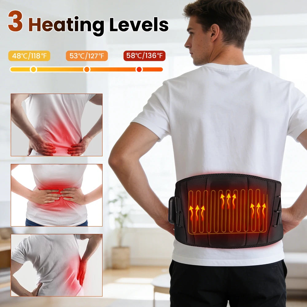 Heated Waist Belt 3 Levels Heated Vibration Massage Lumbar Support Brace Waist Massage Belt Heating Pad for Women Menstrual
