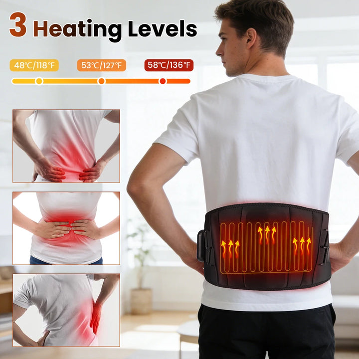 Heated Waist Belt 3 Levels Heated Vibration Massage Lumbar Support Brace Waist Massage Belt Heating Pad for Women Menstrual