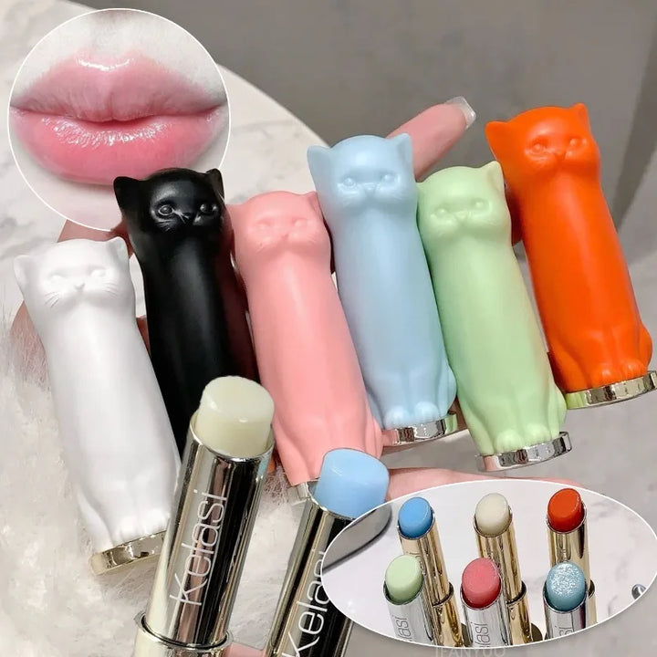 Cat Moisturizing Lip Balm White Blue Tint Crystal Jelly Colored Anti-chapped Lip Care Smoothens Lips Lines Base Clear Lipstick