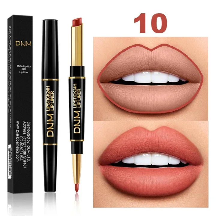 DNM Double-ended Matte Lipstick Pencil Non-stick Cup Long Lasting Lipstick Lip Liner Waterproof 2 In 1 Lip Stain Pencil Makeup