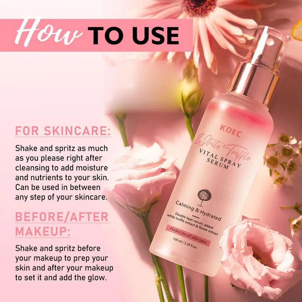 White Truffle Spray Essence Hydrating Face Mist & Setting Spray Moisturizing Water Mist Serum Natural Glow Deeply Nourishing