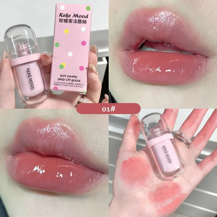 Crystal Glossy Lip Glaze Jelly Mirror Water Lip Gloss Lasting Moisturizing Sexy Lips Tint Korean Lip Glaze Girl Beauty Cosmetics