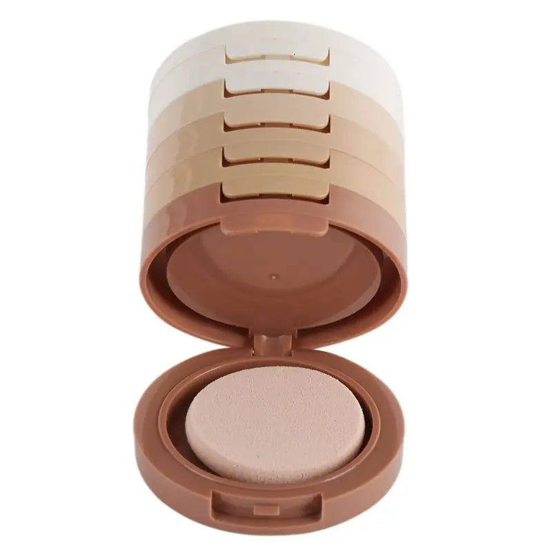 Concealer Contouring Powder, 5 Color 5 Decked Powder Tower, Brightening Skin Tone,Oil Control Makeup Loose Powder Setting Powder