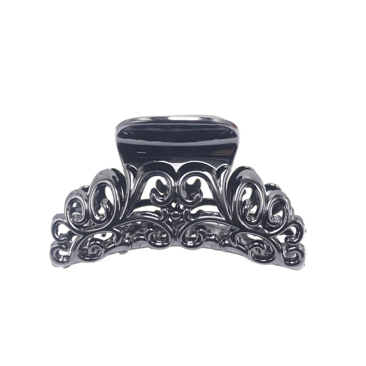 4pcs Black Plastic Hair Claws Assorted Hollow Floral Shark Clip Large Jaw Hairclips for Women Fashion Hair Accessories