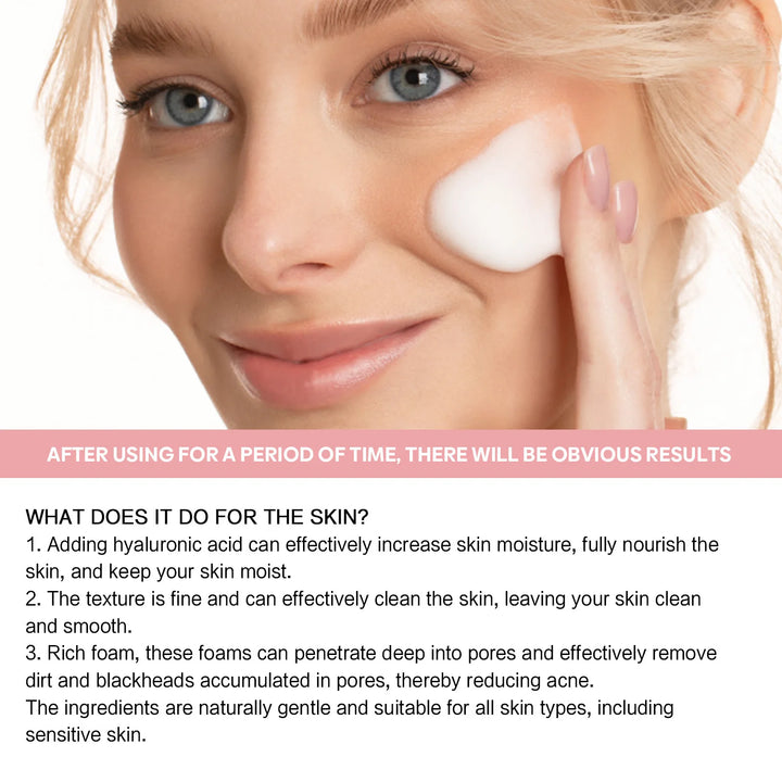 Hyaluronic Acid Cleansing Mousse Acne Removal Blackheads Oil Control Deep Exfoliating Peeling Shrink Pores Facial Cleanser Foam