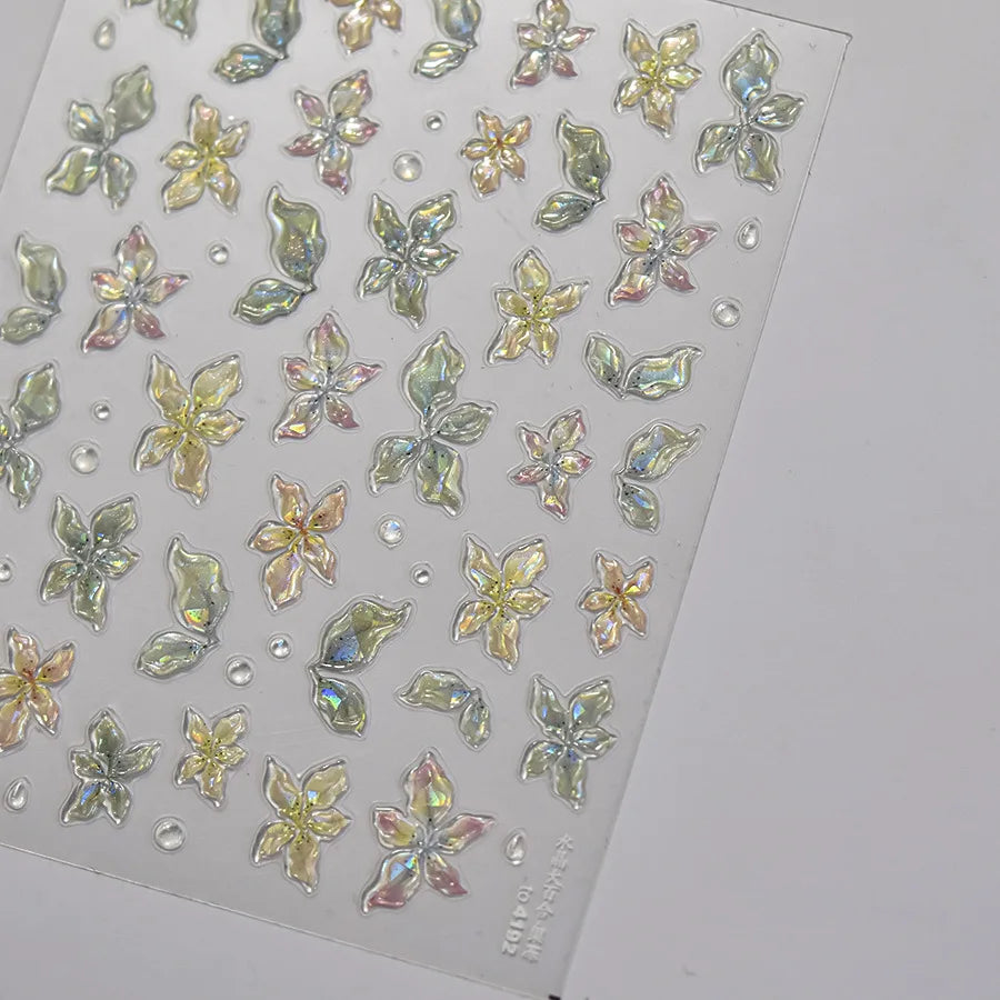 1PCS Crystal Diamond Nail Sticker Mix Pink Swan Flower Frame Butterfly Self Adhesive Nail Art Stickers DIY Cute Decoration Parts