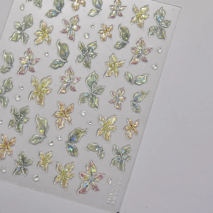 1PCS Crystal Diamond Nail Sticker Mix Pink Swan Flower Frame Butterfly Self Adhesive Nail Art Stickers DIY Cute Decoration Parts