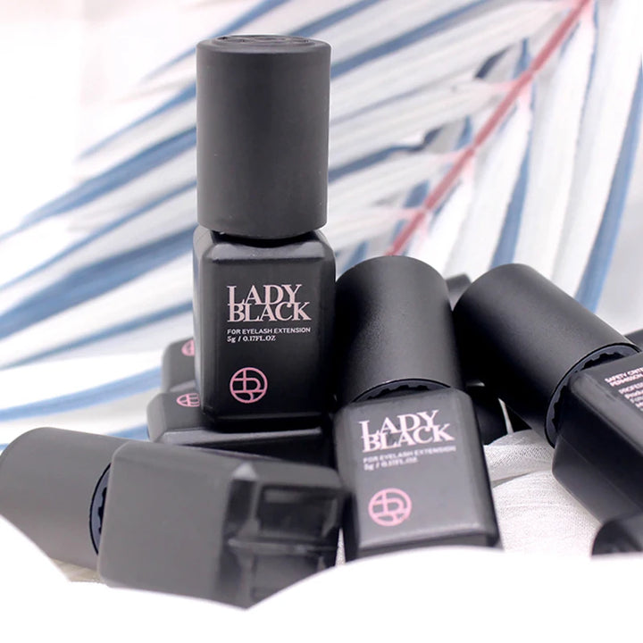 5 Bottles Original Lady Black Glue for Eyelash Extensions with Original Bag Low Irritation 5ml Korea False Lash Glue Makeup Tool