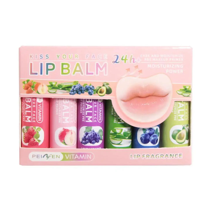 6PCs Natural Fruit Discolored Lip Balm Set Color Changing Moisturizing Lip Tint Long-Lasting Glossy Nourishing Lipstick Lip Care