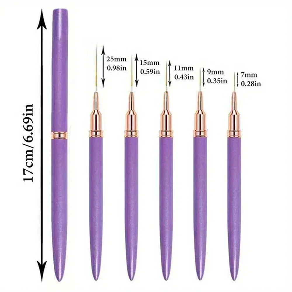 LINMANDA Nail Art Liner Brushes Long Lines Liner Brush UV Gel Polish Painting Nail Design Brush Metal Handle Nail Drawing Pens