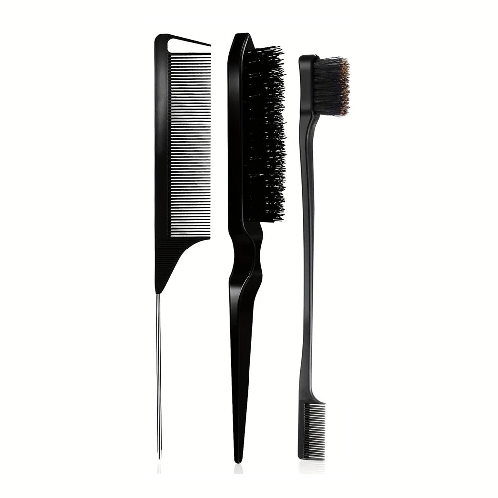 5 Pcs Detangling Brush Set，Curly, Wet/Dry, Black Hair, Flex Detangling Brush set for Hair Style and Cuting, Easy Clean in Daily