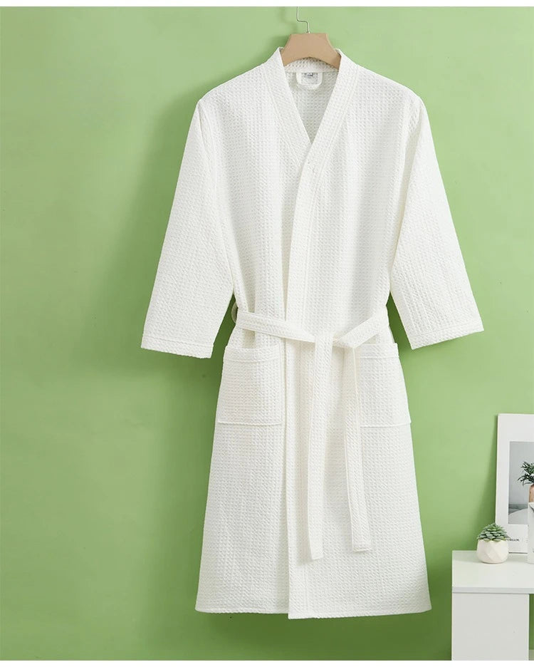 Bathrobe for Women and Men Cotton Waffle Quick Drying All Season Thin Design Hotel Bth Towel Beauty Salon Bath Robe Couples