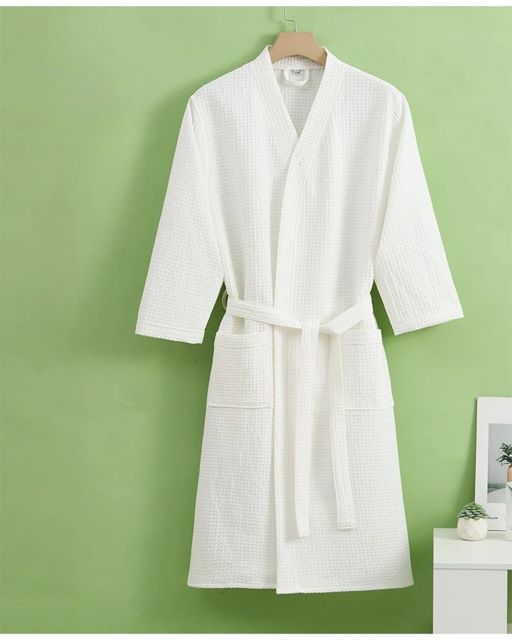 Bathrobe for Women and Men Cotton Waffle Quick Drying All Season Thin Design Hotel Bth Towel Beauty Salon Bath Robe Couples