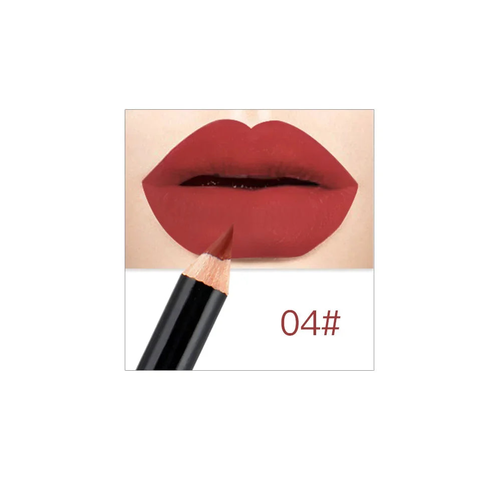 Professional 12 Color Wood Lip liner Waterproof Lady Charming Lip Liner Soft Pencil Makeup Women's Long Lasting Cosmetic Tool