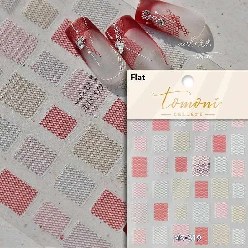 1pcs White 5D Pearl Lace Wave Lines Nail Art Stickers Elegant Exquisite Nail Decoration Decals DIY Self Adhesive Transfer Slider
