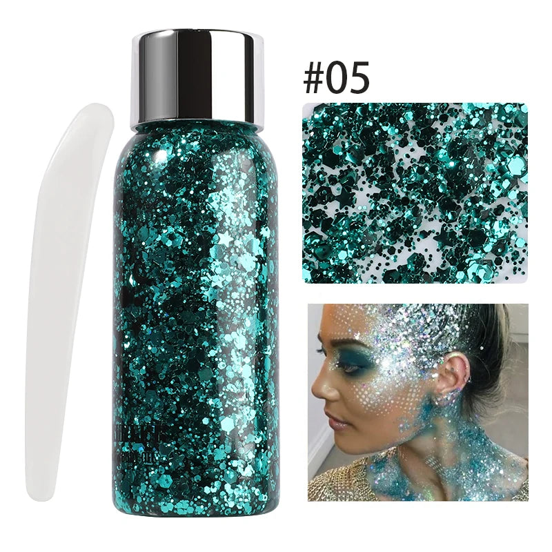 Body Glitter Gel Sequins Long Acting Face Eyes Hair Prom Party Mermaid Scales Not Easy To Take Off Makeup