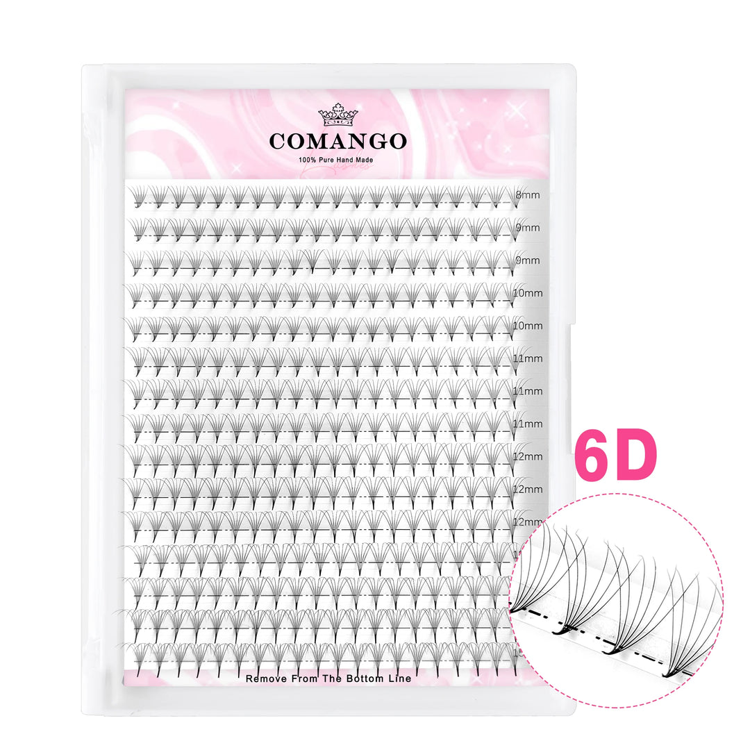 CoMango Premade Volume Fans Sharp Narrow Stem Russian Eyelash Extension Mink Eyelash Extension All Size False Lashes Tray