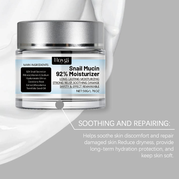 Snail Mucin 92% Moisturizer Daily Face Gel Cream Fade Fine Lines Tightne Skin Improves Dark Skin Rejuvenation Nourishing Cream