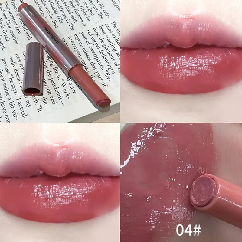 Strawberry Jelly Lipsticks Moisturizing Water Gloss Lip Stick Tint Mirror Clear Lip Gloss Non-Sticky Lips Makeup Korean Cosmetic