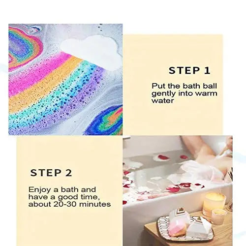 Rainbow Bath Bombs Gift Set - Handmade Fizzies for Women 6.5 oz - Perfect for Bubble & Spa Bath- Essential and Fragrance Oils