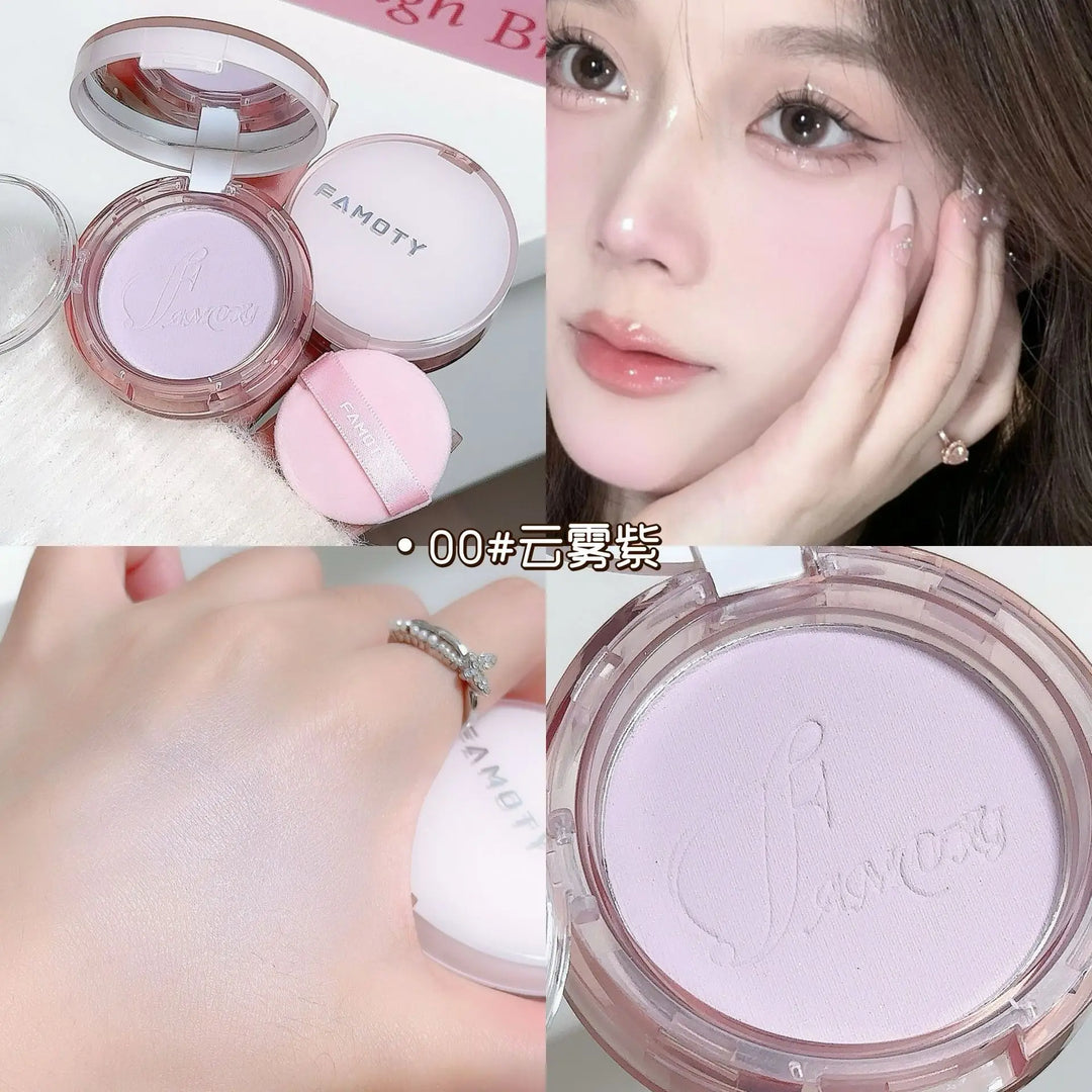 1Pc Matte Oil Control Pressed Powder Waterproof Concealer Pressed Setting Powder Lasting High Gloss Brighten Face Korean Makeup