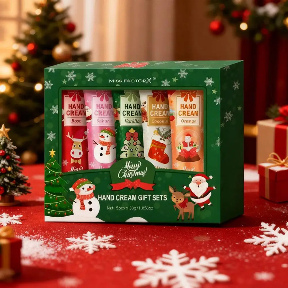 5Pcs/Box Christmas Hands Care Cream Set Deep Moisturizing Women Essential Hand Care Product For Autumn And Winter Gently Nouris
