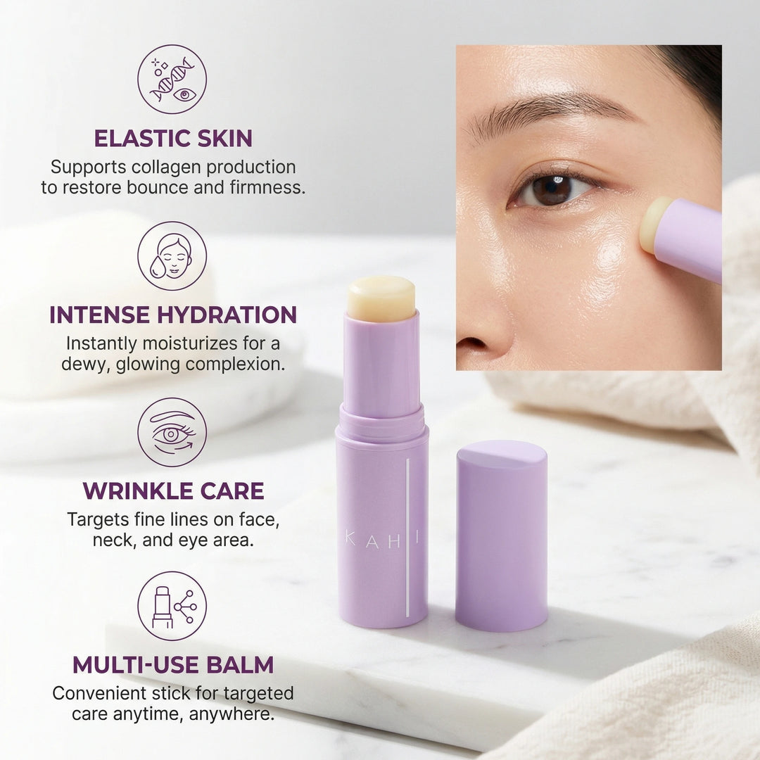 KAHI Eye Balm Stick Acetyl Hexapeptide 8 Dark Circles Wrinkle Reduction Puffiness Care Metal Head Massage Korean Skincare