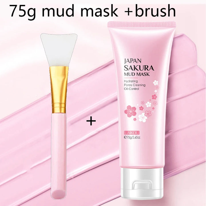 LAIKOU Japan Sakura Clay Mask Deep Cleansing Skin Mud Korean Face Mask Oil Control Shrink Pores Skin Care 80g