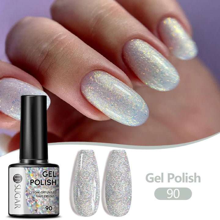 UR SUGAR 7/7.5ml Nude Glitter Color Nail Gel Polish Semi-permanent Varnish Soak Off Nail Art Base Top Coat UV LED Gel Manicure