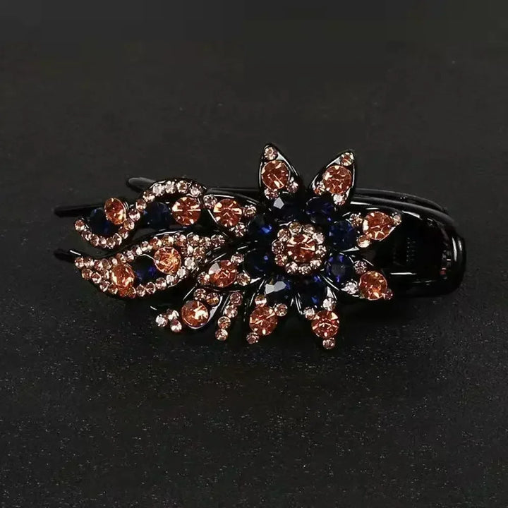 Shiny Rhinestone Hairpin Flower Leaf Duckbill Hair Claws Retro Hair Clips Accessories For Women Shinning Ponytail Headwear