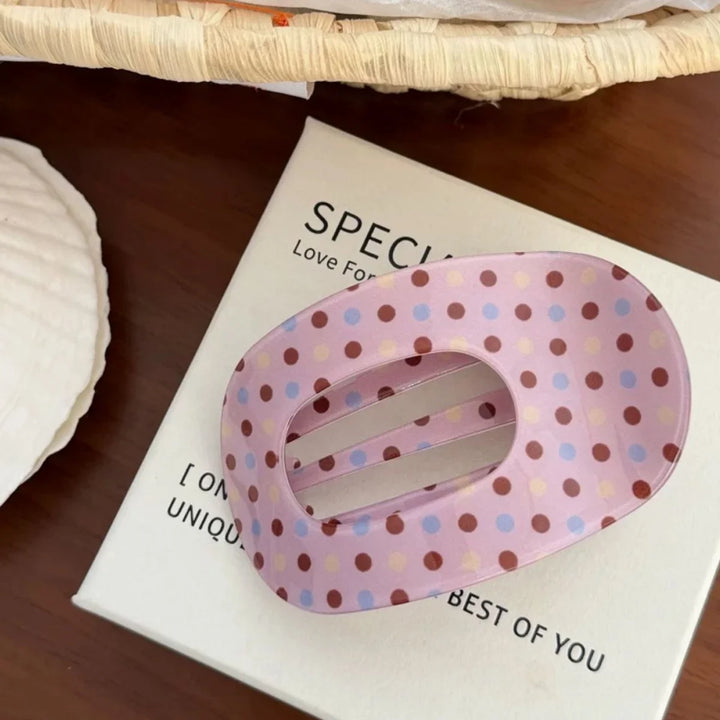 9.5CM Fashion Oval Hollow Hair Claw Clips Women Elegant Marbling PVC Flat Hair Grips Premium Colorful Updo Hair Barrettes
