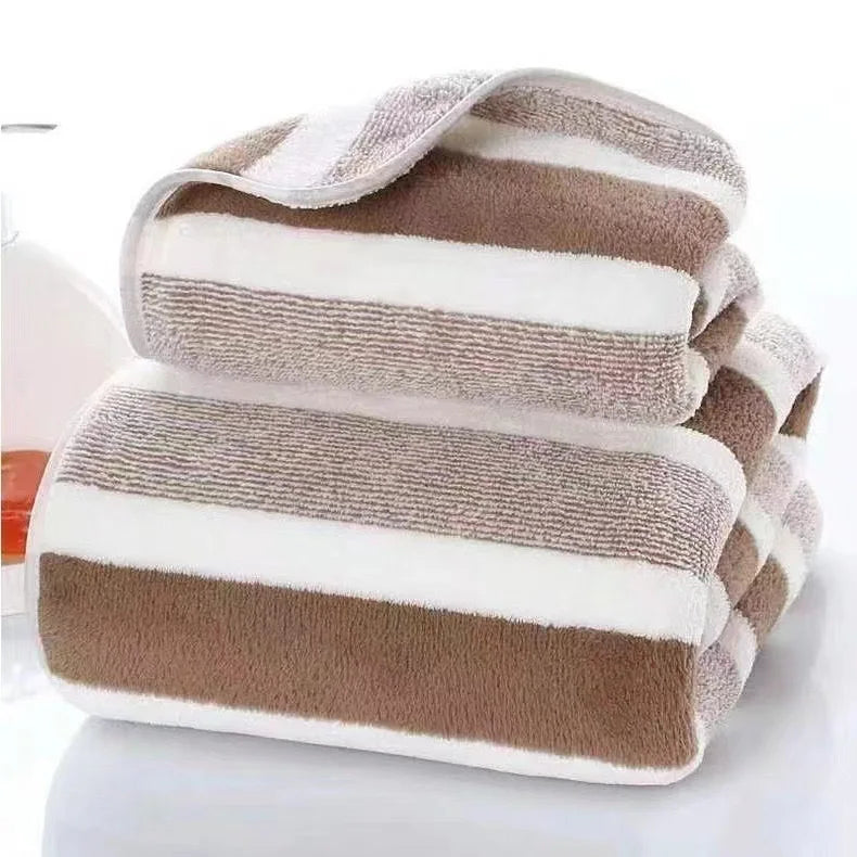 4pcs Striped Bath Towel Set Absorbent & Quick-drying Showering Towels Super Soft & Skin-friendly Bathing Towel For Home Bathroom
