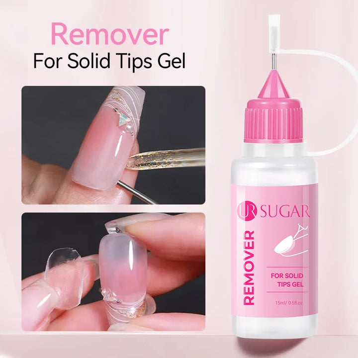 UR SUGAR 15ml Remover For Solid Tips Gel False Nail Tips Solid Adhesives Gel Remover Press On Nails Gel Fake Tips Remover Tools