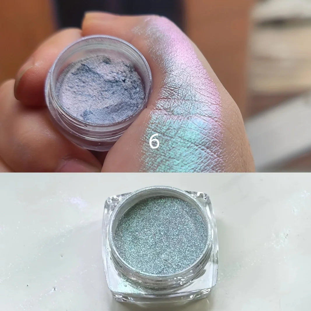 1PC Chameleon Glitter Eyeshadow Powder, Metallic Ultra-Fine Highlighter Chrome Blue Purple Shiny Powder, Multifunction Makeup