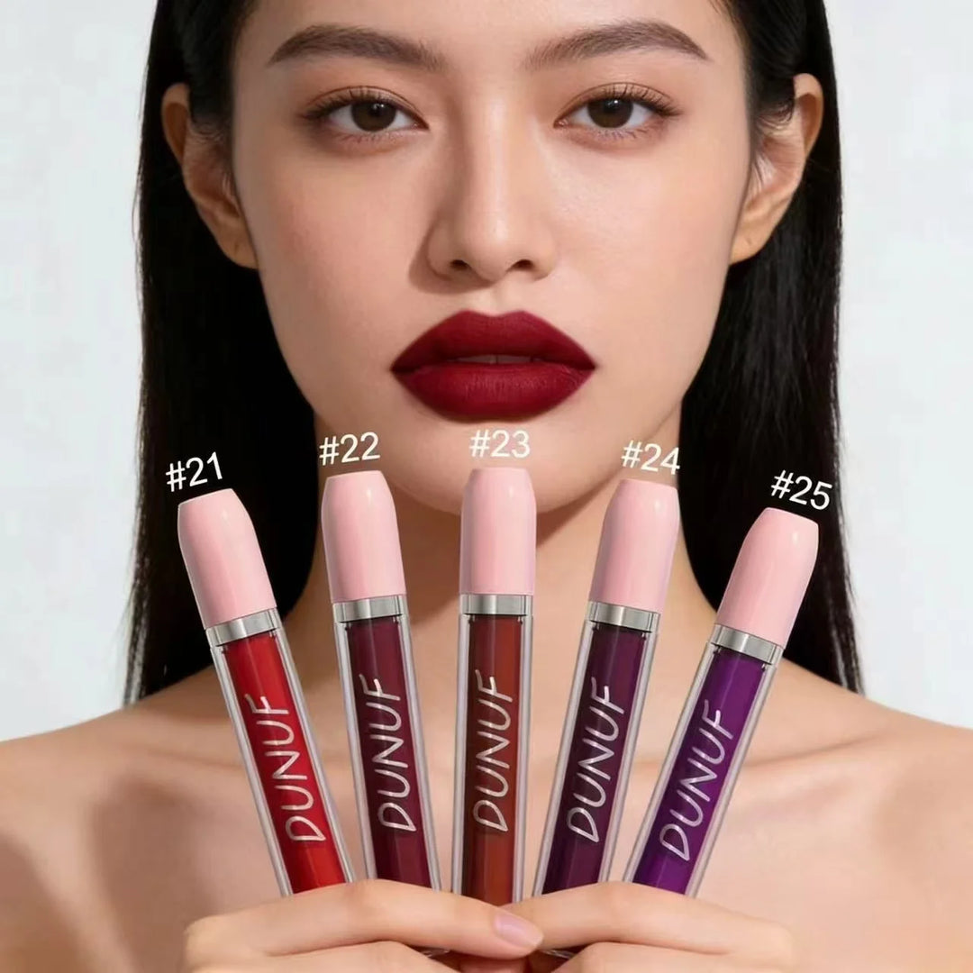 Matte Lip Gloss Lipstick 5pc/set, Waterproof Velvet Long Lasting Non-transfer Highly Pigmented Purple Red Daily&Party Makeup Y2K