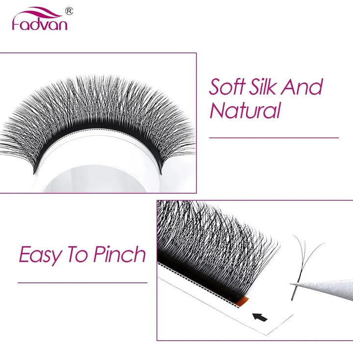 FADVAN 4D W Shaped C/D Curl Eyelash Extension Premade Volume Fans Soft Gradient Mink Easy Embellish Natural False Eyelashes
