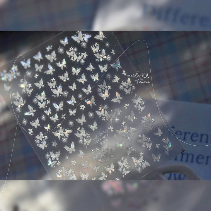 5D Butterfly Nail Stickers Sparkling Jelly Butterfly Nail Art Sticker Decorations Decals DIY Self Adhesive Slider Manicure Parts