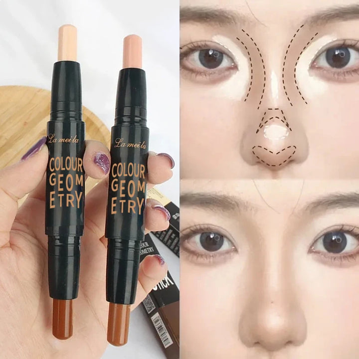 Dual-ended contour stick, facial foundation, concealer, long-lasting dark circles, correcting contour concealer, makeup